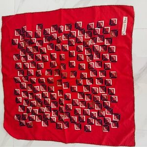 Dior Red and Navy Geometric Scarf